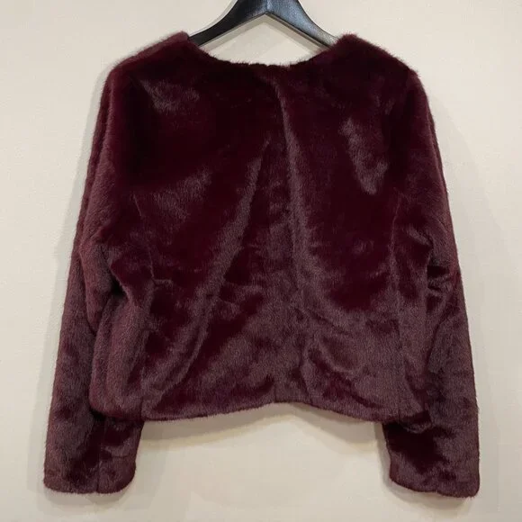 New J.Crew Faux Fur Lady Jacket Burgundy XL $228 - Picture 4 of 8
